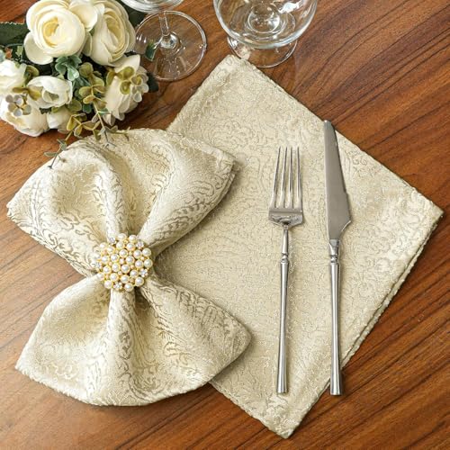 Beige Cloth Napkins Set of 12, 18 x Inch Dinner