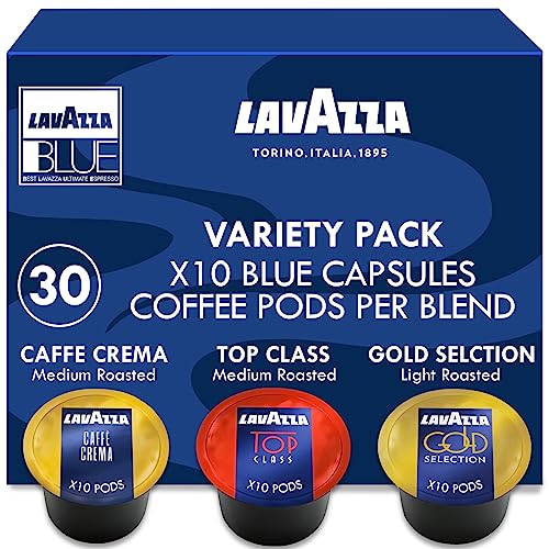 Lavazza Blue Coffee Pods Variety Pack 30 Count - Top Class, Gold Selection & Caffè Crema