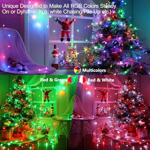 Brizled RGB Christmas Lights 200 LED 66 ft - Orange Purple Halloween on Clear Wire