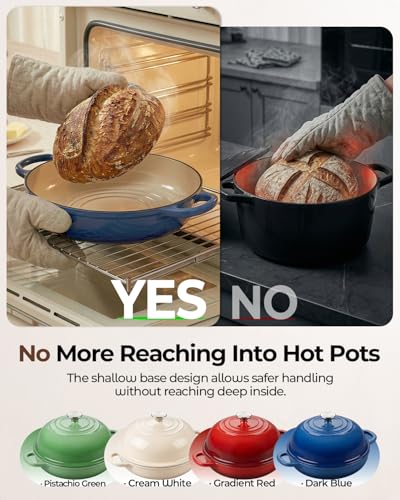 9.5-Inch Enamel Cast Iron Sourdough Bread Oven Dome Lid - Blue, Variation of Bread Oven
