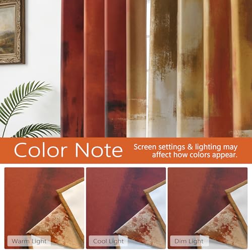 Burnt Orange Abstract Curtains Set - 2 Panels 52W x 84L Variation of THIS listing