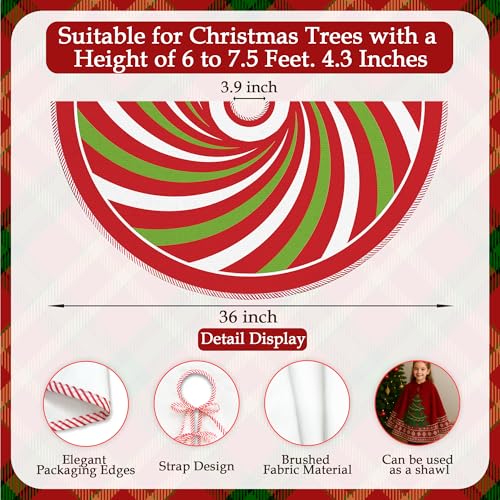 VRW Red and Green Christmas Tree Skirt 36 Inch Holiday Decor for Home & Parties
