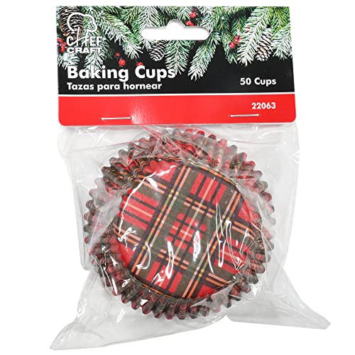 Festive Plaid Chef Craft Cupcake Liners, 50 Count – Green & Red