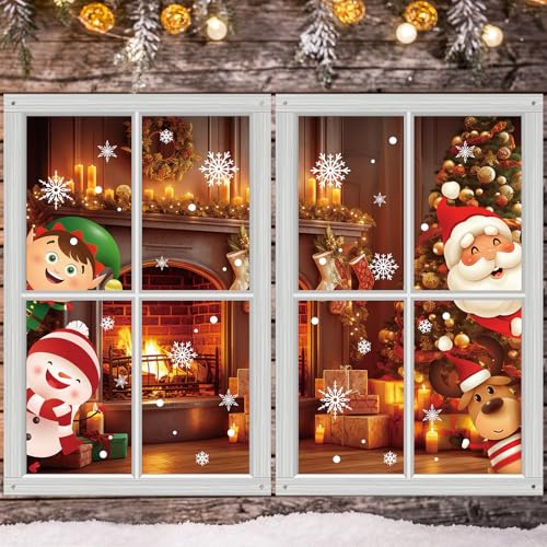 HunnmingRe 2 Pcs Christmas Santa Claus Window Covers Xmas Door Cover