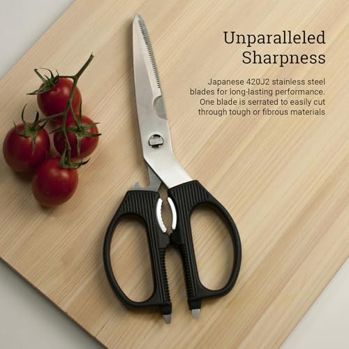 Multi-Purpose Kitchen Shears with Bone Notch & Bottle Opener - Heavy Duty Scissors
