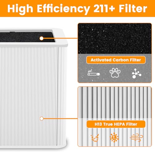 2 Pack Replacement HEPA & Activated Carbon Filters for Blue Pure 211+ Air Purifier