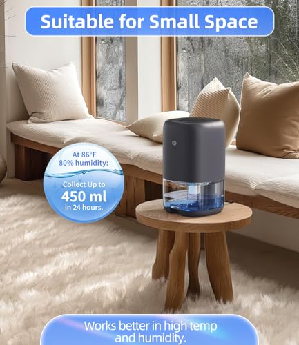 TABYIK Z-Grey 35 OZ Quiet Dehumidifier for Bedroom & RV, Auto Shut Off, Compact