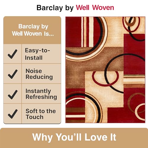 Well Woven Barclay Red Geometric Area Rug 5'3" x 7'3" - Modern Polypropylene