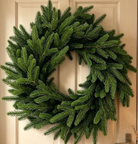 24-Inch KODOUQIN Artificial Christmas Cedar Wreath for Front Door Decor