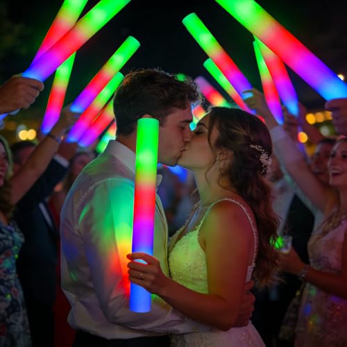 72PCS Foam Glow Sticks Bulk Party Supplies for Weddings Birthdays Raves & More