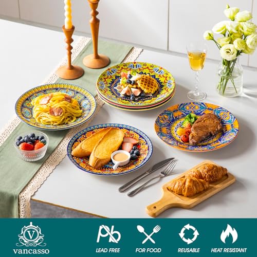 vancasso Colorful Dinner Plates Set of 6, 10.5 Inch Ceramic Kitchen