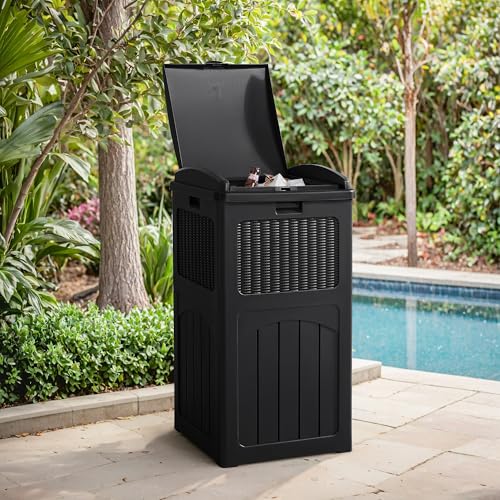 Flamaker 30 Gallon Trash Can, Resin Outdoor Garbage Can with Lid