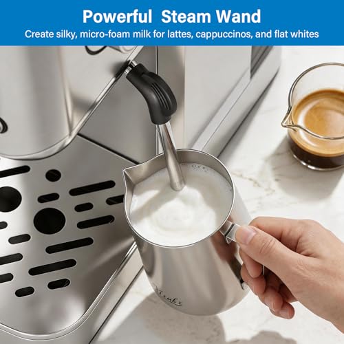 XIXUBX Silver Cold Brew Espresso Machine with Milk Frother - Fast Heating & One-Touch Operation