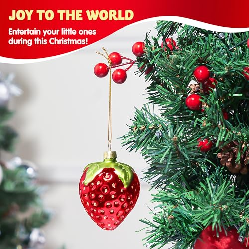 Joiedomi Strawberry Mini Christmas Ornament - Handblown Glass Fruit Decor