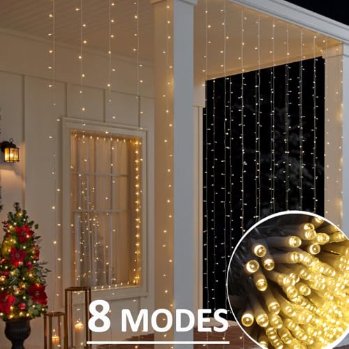 Solhice Warm White LED Curtain Lights 50ft x 10ft Outdoor Indoor Wedding Decor