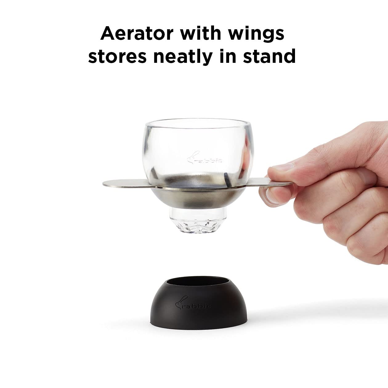 Rabbit Wine, Wine Aerator with Sediment Strainer and Stand, Hand-Free Wine Decanter for Red Wine Lovers, 3.35 x 3.35 x 5.6 IN