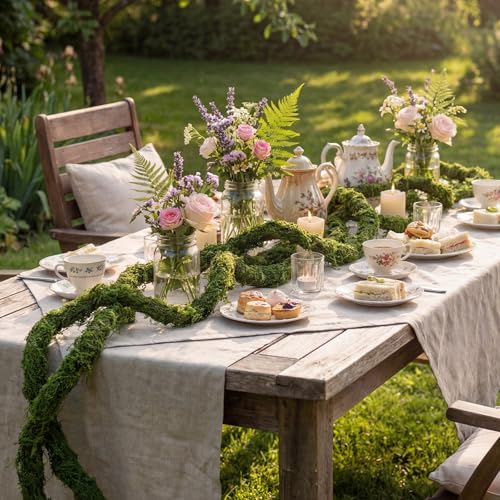 Janinka 6 Pcs 118in Artificial Bendable Tree Branches with Moss - Flexible Garden Decor