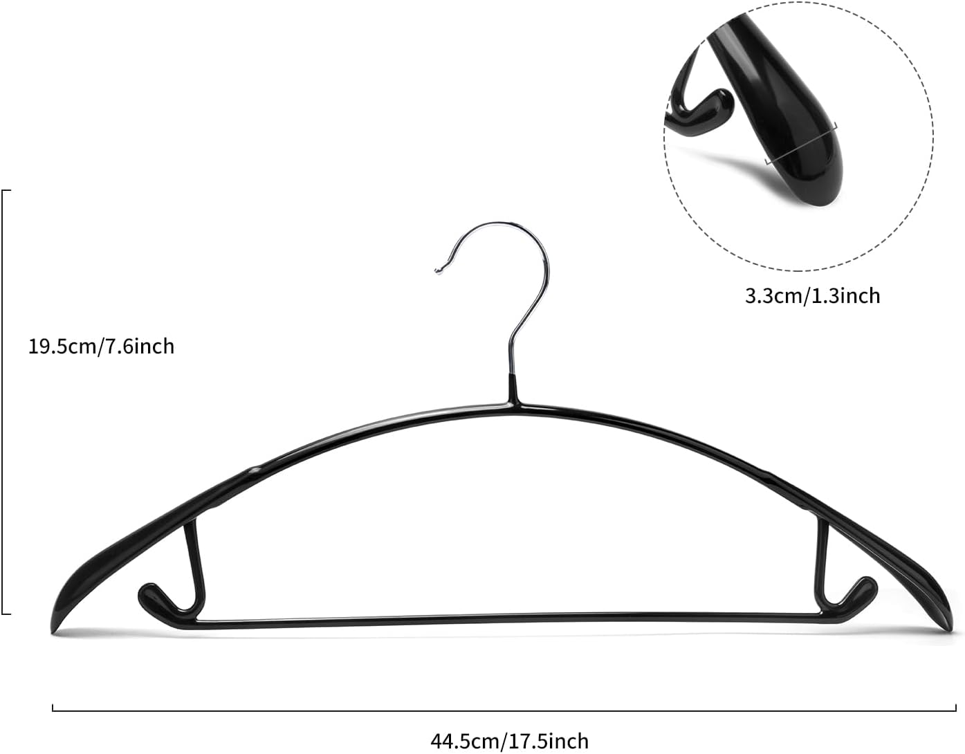 Nature Smile Non-Slip PVC Coating Hangers - Wide Shoulder Design for Suits & T-Shirts | Black, 10-Pack