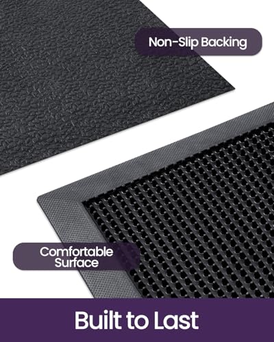 Heavy Duty Rubber Door Mat Outside Entrance 24x36 Black Cone Nubs - Waterproof & Non-Slip