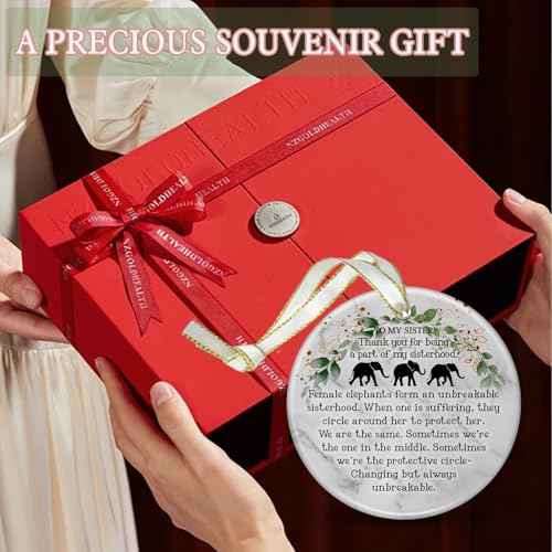 Elephant Ornament for Best Friends, Friendship Gifts for Women - Christmas Ornaments Gift for Sister, Bestie & Close Friends