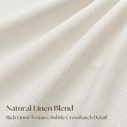 90 Inch Blackout Linen Curtains - Natural 50W x 90L Double Panel Set - Pinch Pleat, Full Privacy