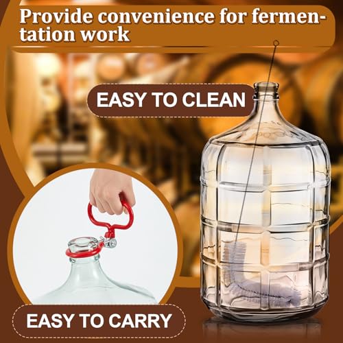 3 Gallon Glass Fermentation Carboy Set with Silicone Stopper and Handle - Homebrew Water Jug