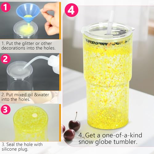18 Oz 8 Pack Acrylic Snowglobe Tumbler with Pre Drilled Hole