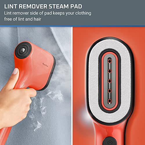 Travel Handheld Garment Steamer 1150W with Reversible Velvet & Lint Pad - Red