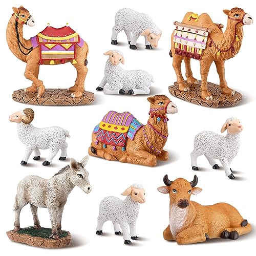 Barydat 10-Piece Nativity Animals Set - 7 inch Resin Manger Figurines