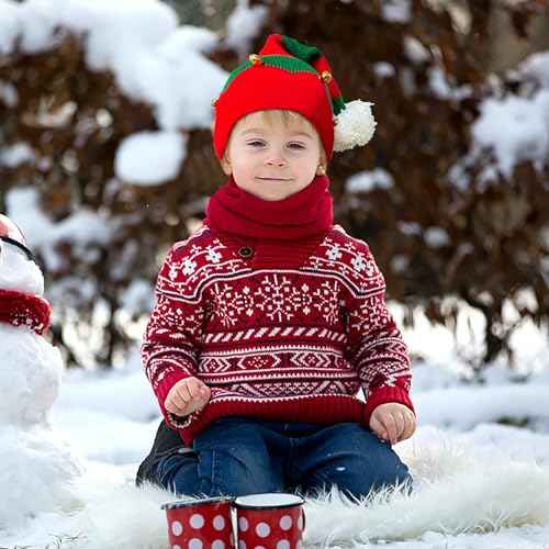 Elf Hat for Kids£¬Christmas Elf Knitted Hat Xmas Beanie Knit Cap for Children (1 to 6 Years Old)