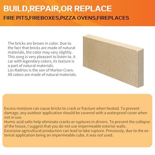 9x4.5x1.25 Inch Fire Bricks - 12 Pack for Wood Stove & Fireplace - Heat-Resistant
