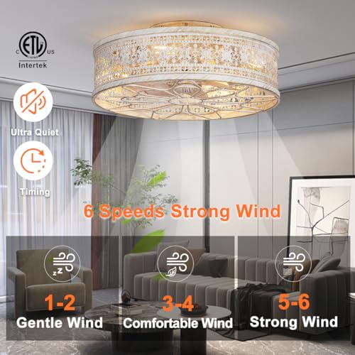 18-Inch Farmhouse Ceiling Fan with Light & Remote - White Gold Variation