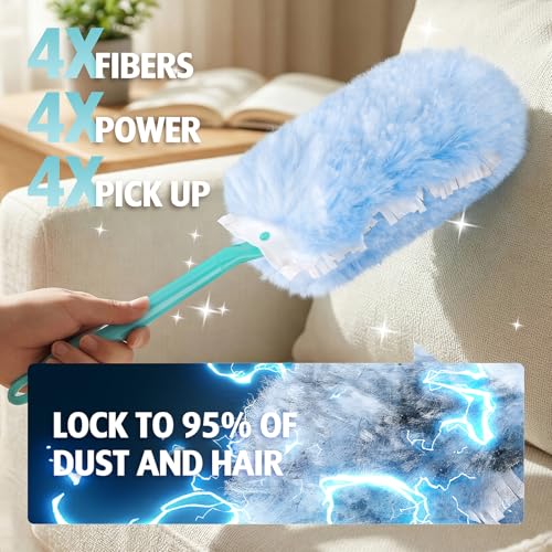 AIR U+ 60 Count 360° Duster Refills with 2 Upgrade Handles for Swiffer