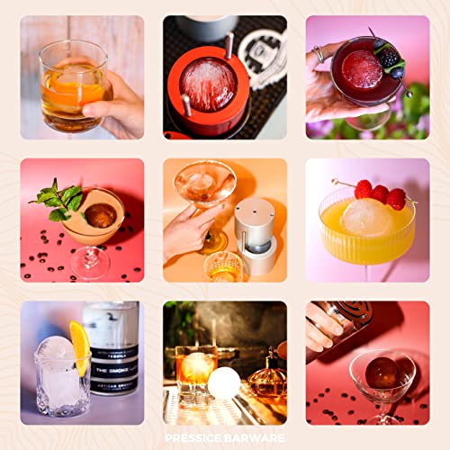 Ice Ball Press - Paloma Finish Aluminum Sphere Maker with Ice Tray - Made in USA