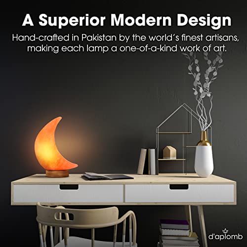 Himalayan Salt Lamp Moon Pink Hand Carved Natural Night Light - d'aplomb
