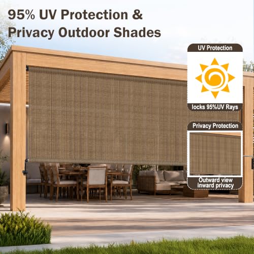OKBA Patio Shades Roll Up Blinds Outdoor Roller Shade for Patio,9' W