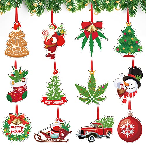 Amyhill 12-Pack Wooden Leaf Christmas Ornaments with Twine