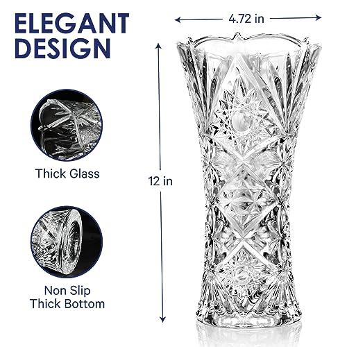 CS Crystal Vase 12-inch Cylinder Sunshine Design - Elegant Flower & Decor Gift