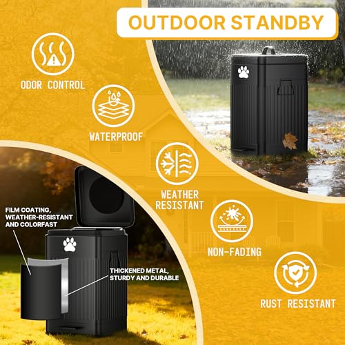 22L Rectangular Dog Poop Trash Can - Outdoor Waste Bin with Lid & Drawstring Bags