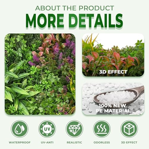 40x120 Inch Artificial Boxwood Grass Wall Hedge Panel - Fake Greenery for Indoor & Outdoor Privacy