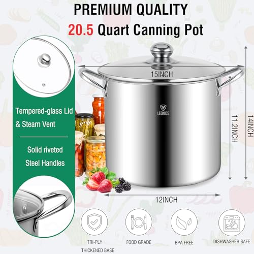 20.5QT Canning Supplies Starter Kit with Water Bath Pot & Rack - Black