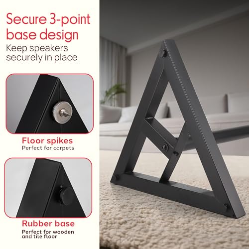 Pyle Speaker Stand Pair for SONOS Play 1 & 3 - Adjustable Height, Heavy Duty Tripod Base - Speaker Amplifier Stand, Black (Model: PSTND35.0) - Speaker Stand Mounts