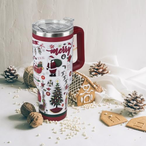 Rcvlauf Christmas Tumbler 40oz Nutcracker Santa Reindeer Holiday Gift - Santa Variation