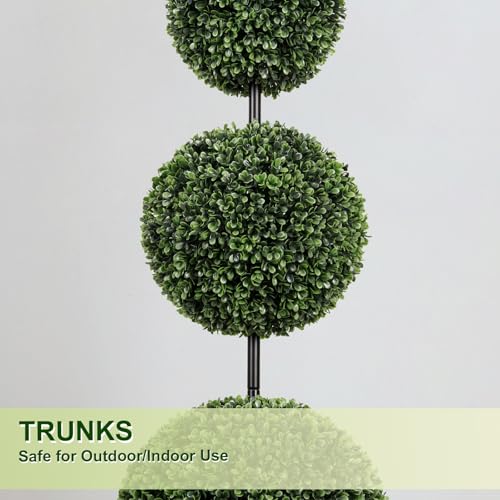 VIVATREES 3ft UV-Resistant Artificial Triple Ball Boxwood Topiary Set of 2 – Outdoor & Indoor Decor