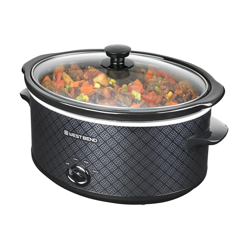 West Bend 6-Quart Slow Cooker with Ceramic Crock, Glass Lid & Keep Warm - Black