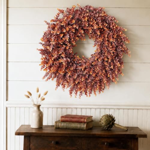 24-Inch Lifelike Fall Eucalyptus Wreath for Front Door - Autumn Decor