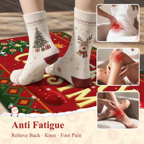 Sungea Christmas Kitchen Mat 17.3x29 + 17.3x47 Anti-Fatigue Non Slip Rug