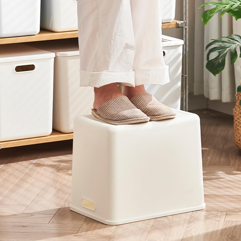 Set of 4 Extra Large White Plastic Storage Bins with Lids - Toy, Closet & Home Organizer