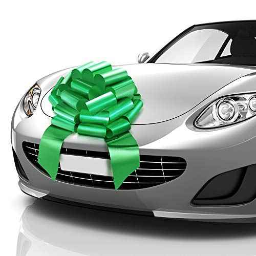 Mifflin-USA - Big Car Bow - Matte Green, 18 Inch - Giant Gift Bow for Birthday, Christmas - Huge Car D?cor