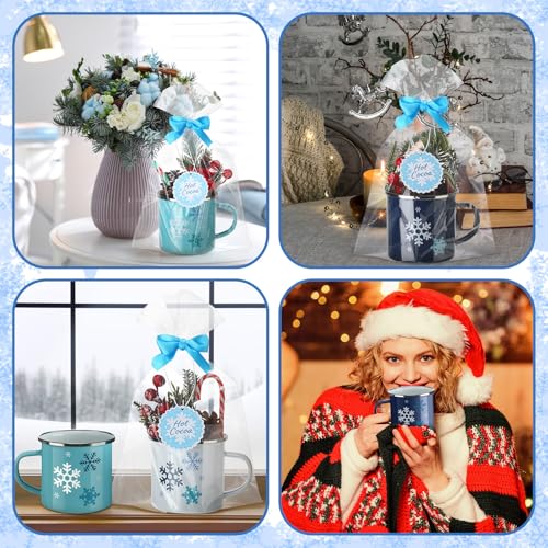 Baderke 6-Pack 11oz Enamel Snowflake Mugs Gift Set